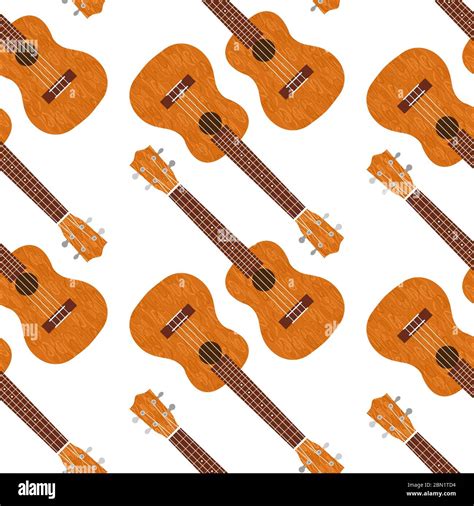 Ukulele Hawaiian Guitar From Brown Wood Realistic Vector Illustration