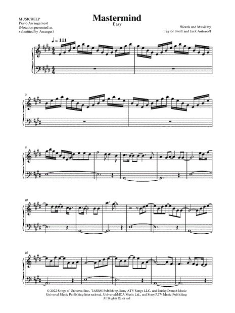 Musichelp Mastermind Sheet Music Piano Solo In E Major Download And Print Sku Mn0264770