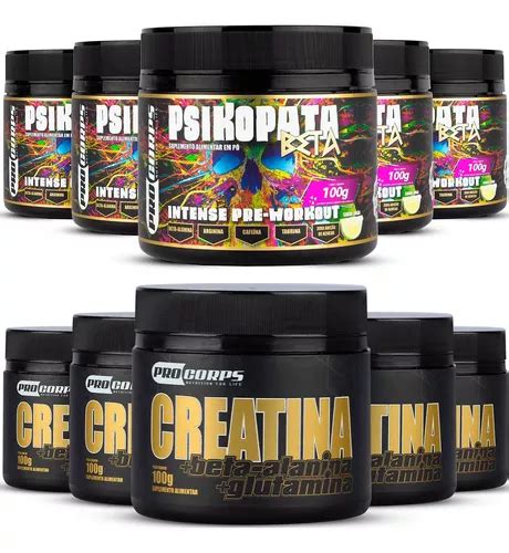 Kit 10 Creatina 100g 10 Pré Treino 100g Beta Alanina