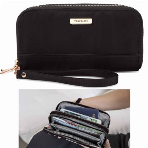 Women S Rfid Blocking Double Zip Wrist Wallet Nylon Holder Card Pouch