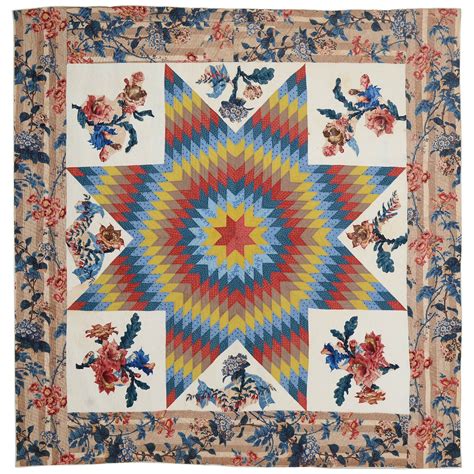 Lone Star Quilt With Broderie Perse For Sale At 1stdibs Patchwork