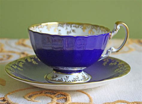 Antique Aynsley Tea Cup And Saucer Cobalt Blue And Gold Etsy