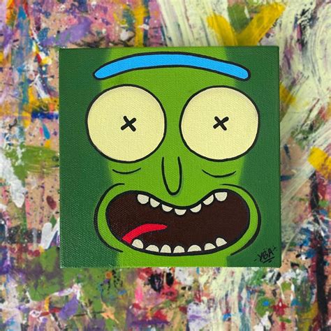 Pickle Rick Mini Canvas Art Easy Canvas Art Diy Canvas Art Painting