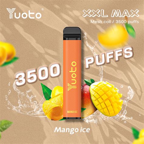 Mango Ice Flavor Yuoto Xxl Max 3500 Puffs Disposable Vaporizer Mesh Coils Leather Surface 9ml