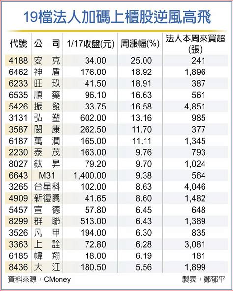 安克、神盾、旺玖等19檔挺身而出 法人加碼 日報 工商時報