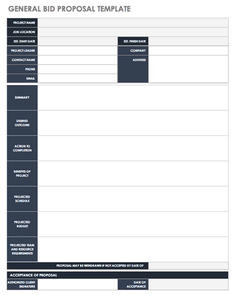 Free Bid Proposal Templates Smartsheet