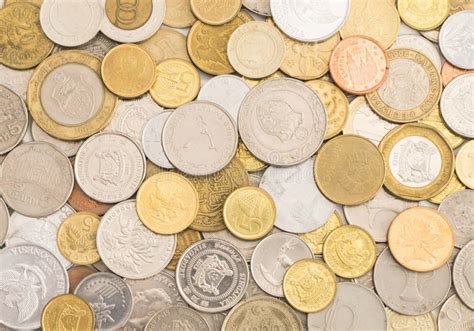 Collection Of Coins From Around The World Stock Photo Image Of