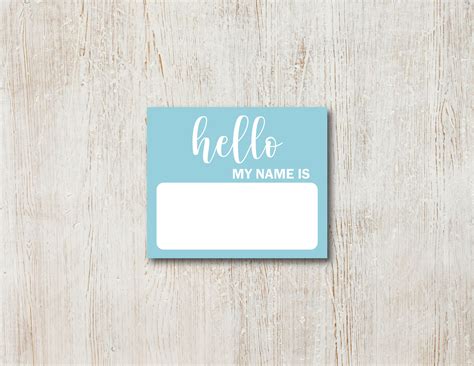 Hello My Name Is Blank Newborn Baby Boy Hospital Tag Blue Instant