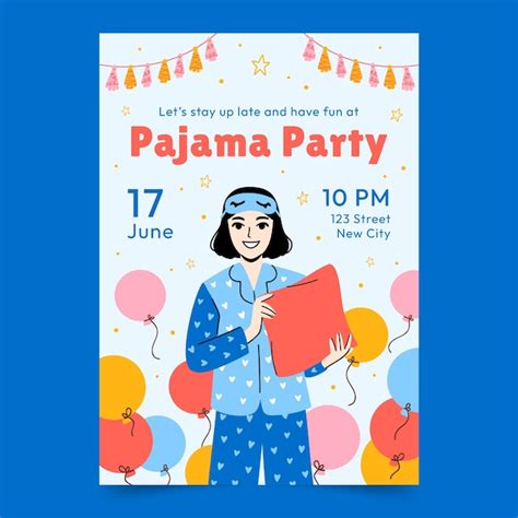 Premium Vector Flat Design Pajamas Party Poster Template