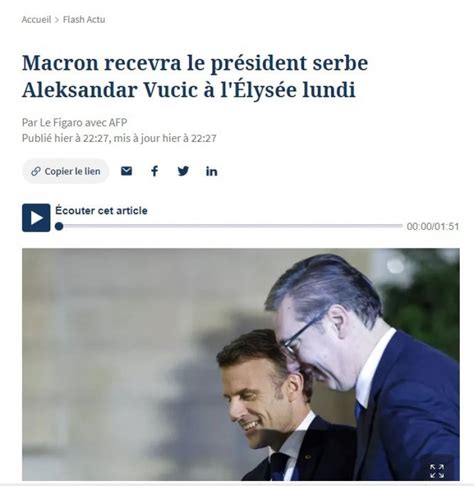 Le Figaro Pi E O Poseti Vu I A Makronu Francuski Predsednik Do Ekuje