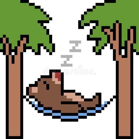 Vector Pixel Art Hammock Sleep Stock Vector Illustration Of Cartoon