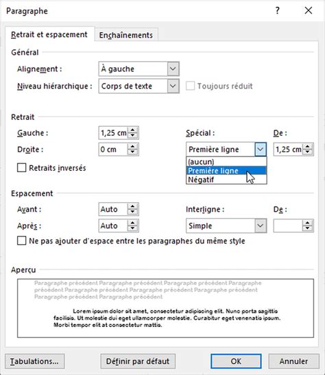 Paragraphe Word Retrait Espacement Interligne