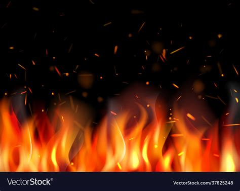 Fire background burning flame particles different Vector Image