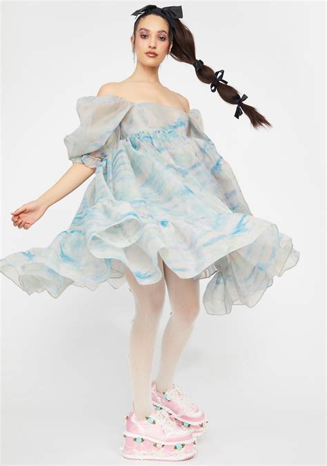 Selkie The Renoir Sky French Puff Dress Dolls Kill