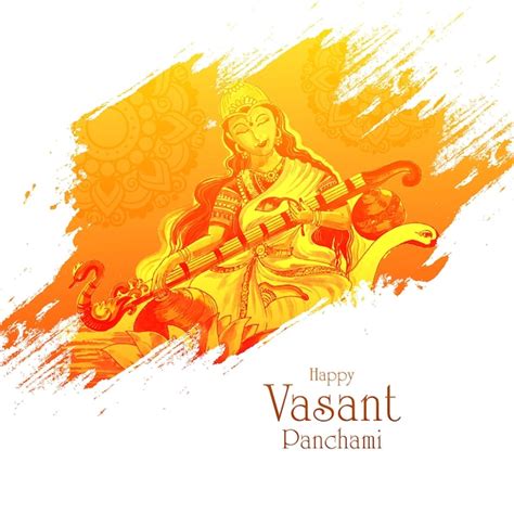 Vasant panchami sobre el fondo de la tarjeta de celebración del dios