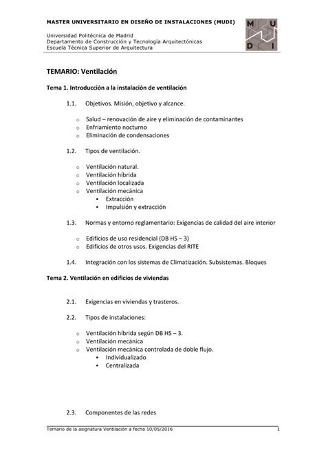 Pdf Temario Ventilaci N Pdf Fileo Salud Renovaci N De Aire Y