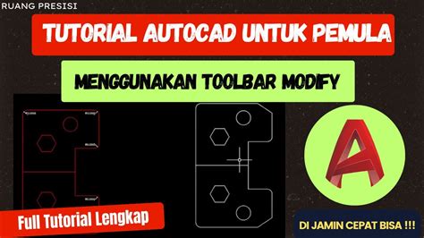 Tutorial Autocad Untuk Pemula Menggunakan Toolbar Modify Youtube