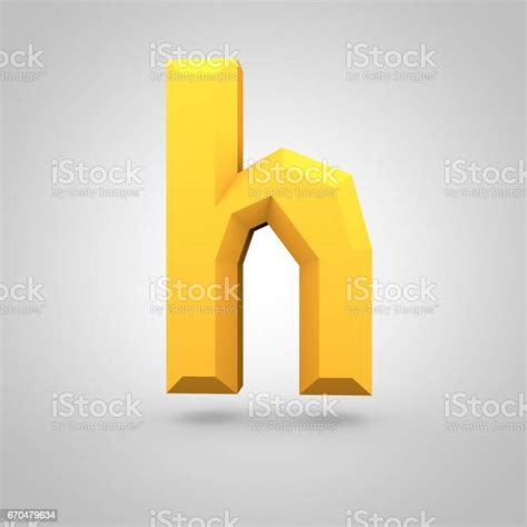 Yellow Low Poly Alphabet Letter H Lowercase Isolated On White