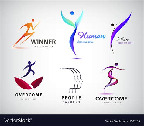 Set Of Man Logo Human Body Stylized Royalty Free Vector