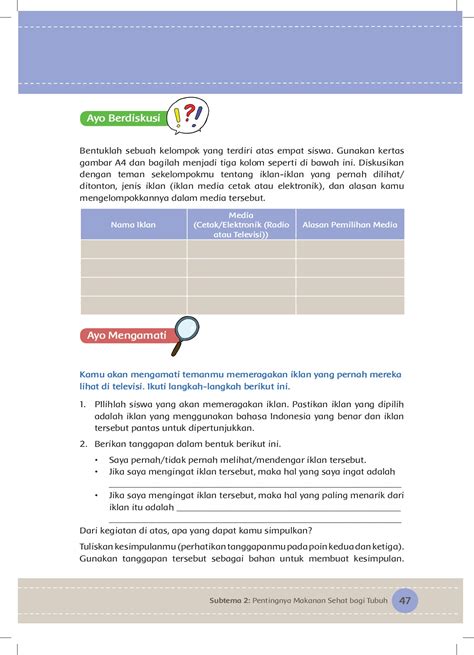 Kelas V Tema 3 Buku Siswa Makanan Sehat Sd Negeri Tanjunganom Halaman 53 Pdf Online Pubhtml5