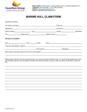 Fillable Online Marine Vessel Accident Report Claim Form Fax Email