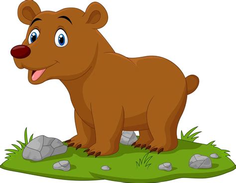 Cartoon happy baby bear in the grass 5162300 Vector Art at Vecteezy