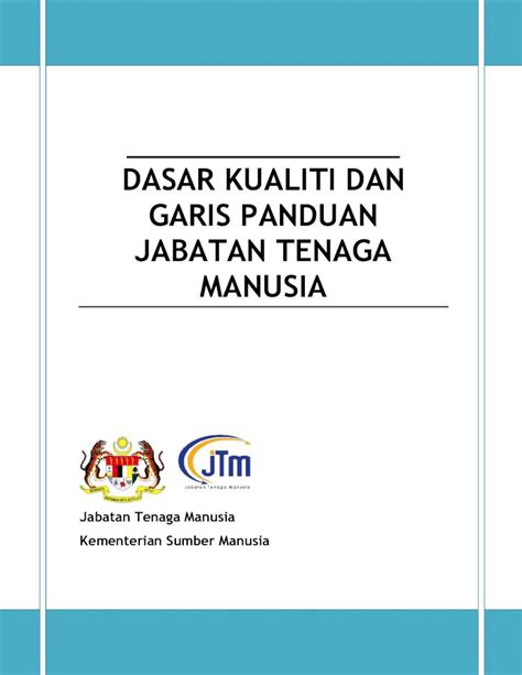 PDF DASAR KUALITI DAN GARIS PANDUAN Dan Institusi Latihan Jabatan