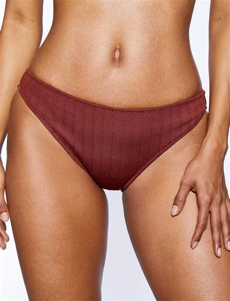 Kahve Kadın Dokulu Bikini Altı Şerit Detaylı SAK BM Koton