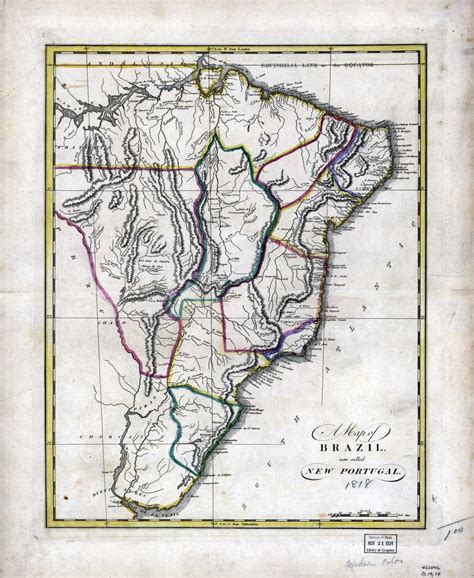 A Gran Escala Mapa Antiguo De Brasil Nuevo Portugal 1818 Mapas