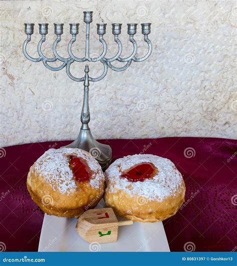 Atributos E Símbolos Judaicos Do Feriado Do Hanukkah Imagem de Stock