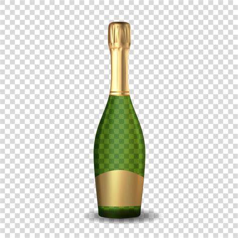 Realistic 3d Champagne Green Bottle Icon Vector Illustration Eps10