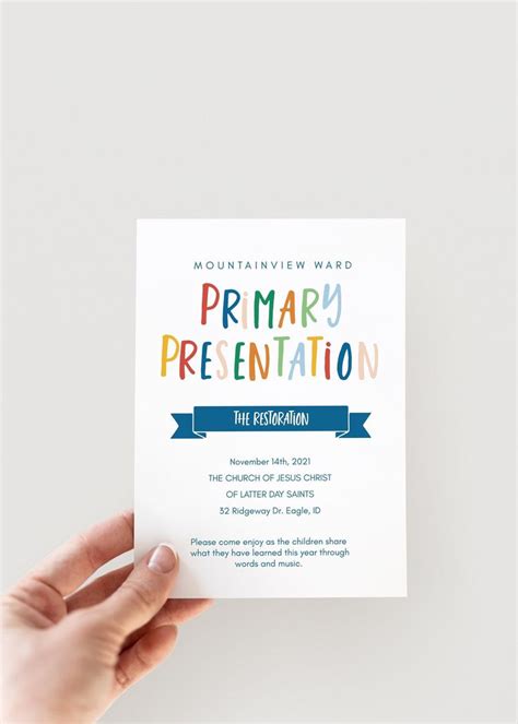 Primary Program Invitation LDS Primary Presentation Editable Template