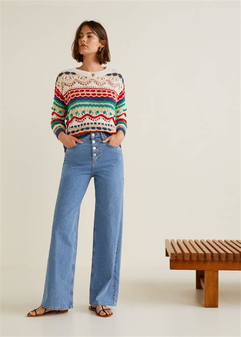 Textured Multicolour Sweater Woman MANGO OUTLET United Kingdom