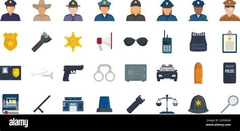 Policeman Icons Set Flat Vector Isolated Stock Vector Image And Art Alamy