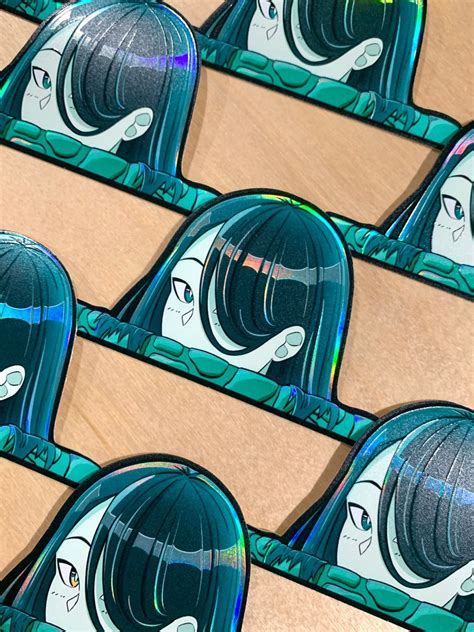 Peeking Well Waifu Holographic Vinyl Sticker With 3d Textures Yokai Series Etsy