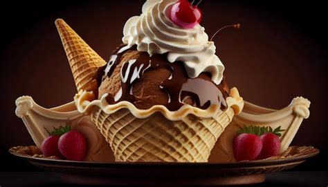 Free Photo | Dessert indulgence Ice cream chocolate fresh berries ...