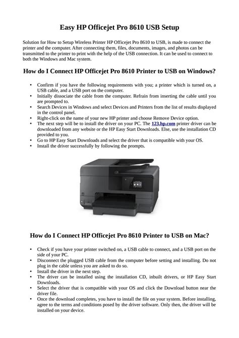 Instant Hp Officejet Pro 8610 Usb Setup By Jack Leach Issuu