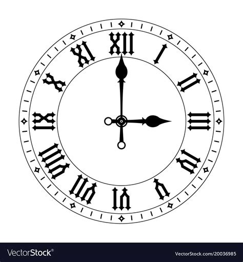 Clock Black Clock Face With Roman Numerals Vector Illustration Isolated On White Background