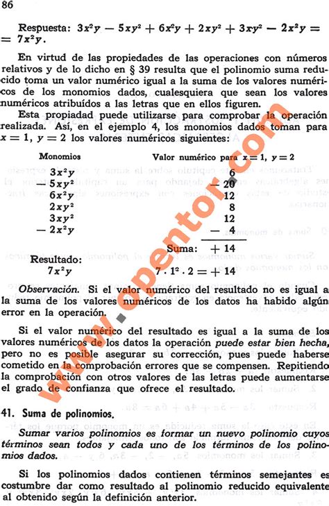 Álgebra 1 González Mancil Suma de polinomios Opentor