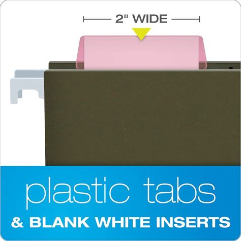 Pendaflex Hanging Folder Tabs Clear Pink Tabs Inserts Per For