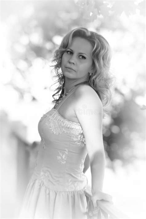 Blonde In Summer Dress In The Park Stock Photo Image Of Hair Decoration