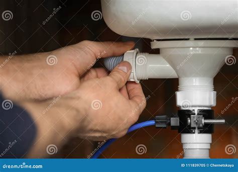 Professional Plumber Fixing Sink Stock Image Image Of Maintenance