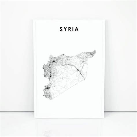 Syria Map Print, Country Road Map Art Poster, Syria Sūriyā Syrian ...