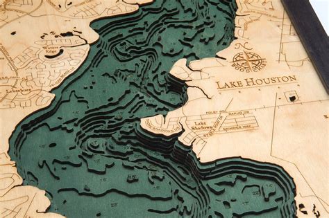 Bathymetric Map Lake Houston, Texas - Scrimshaw Gallery