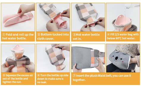 Dibikou Hot Water Bottle Belt 1L Wrap Around Wearable 3 In 1 Hot Water Bag With 130 Cm Long
