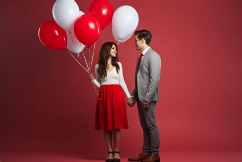 Premium Photo Valentines Day Romantic Couple With Balloons