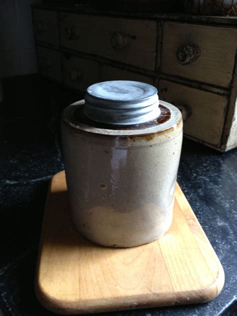 Antique Stoneware Crock Canning Jar Macomb Pottery Company Zinc Lid