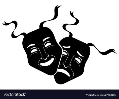 Drama Masks Black And White Clipart