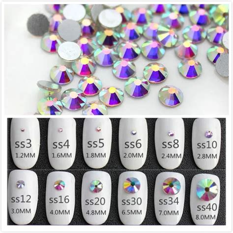 Super Glitter Ss3 Ss50 Crystal Ab Flat Back Non Hotfix Nail Art