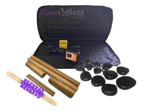 Kit Massagem Pedras Quentes Vulcânicas 110v Bambus Rolo Frete grátis